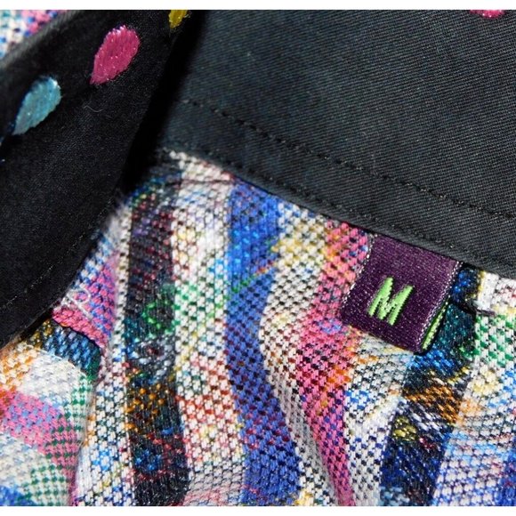 Franco Negretti Montreal Mens Medium Pink Blue Black Plaid Button Front Shirt - Picture 3 of 12